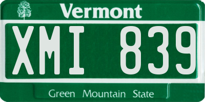 VT license plate XMI839