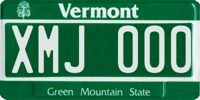 VT license plate XMJ000