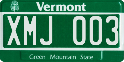 VT license plate XMJ003
