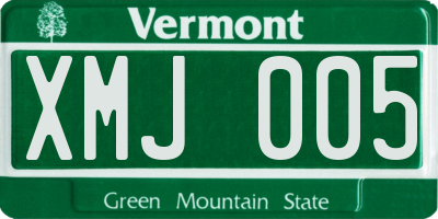 VT license plate XMJ005