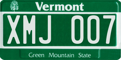 VT license plate XMJ007