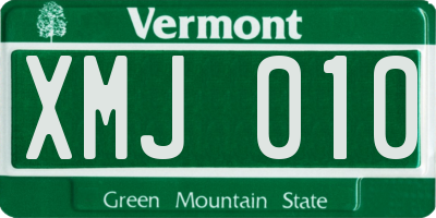 VT license plate XMJ010