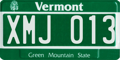VT license plate XMJ013