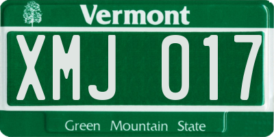 VT license plate XMJ017