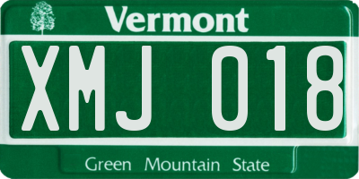 VT license plate XMJ018