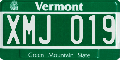 VT license plate XMJ019