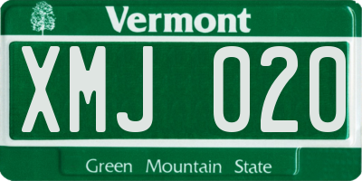 VT license plate XMJ020