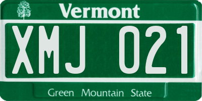 VT license plate XMJ021