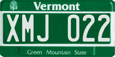 VT license plate XMJ022