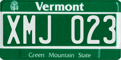 VT license plate XMJ023