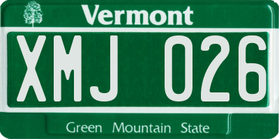 VT license plate XMJ026