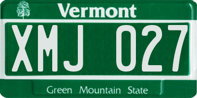 VT license plate XMJ027