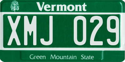 VT license plate XMJ029