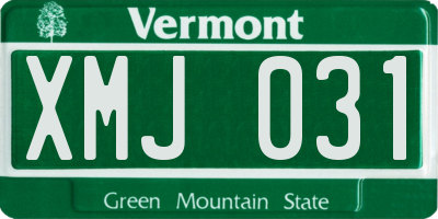 VT license plate XMJ031