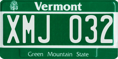 VT license plate XMJ032