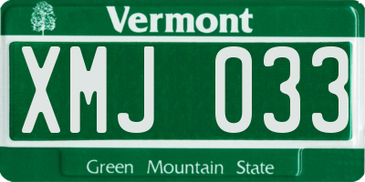 VT license plate XMJ033