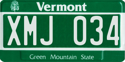 VT license plate XMJ034