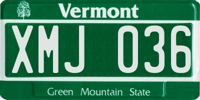 VT license plate XMJ036