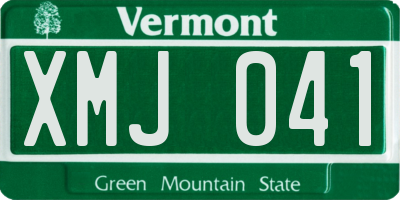 VT license plate XMJ041
