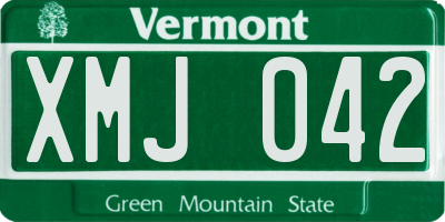 VT license plate XMJ042