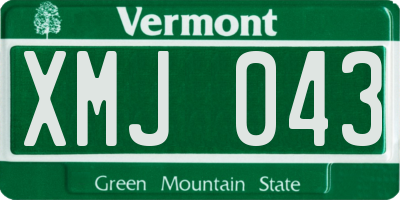 VT license plate XMJ043