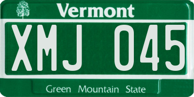 VT license plate XMJ045