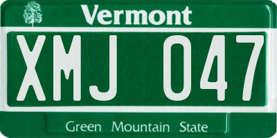 VT license plate XMJ047