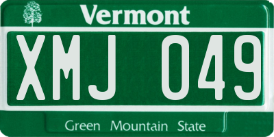 VT license plate XMJ049