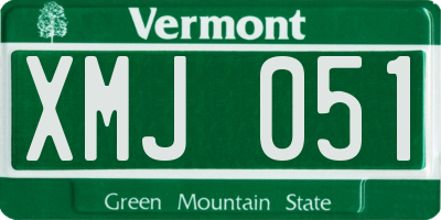 VT license plate XMJ051
