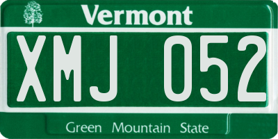 VT license plate XMJ052