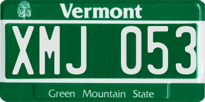 VT license plate XMJ053