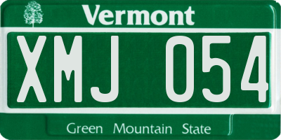 VT license plate XMJ054