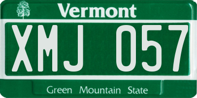 VT license plate XMJ057