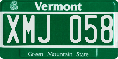 VT license plate XMJ058