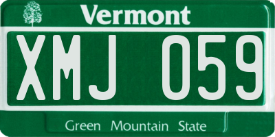 VT license plate XMJ059