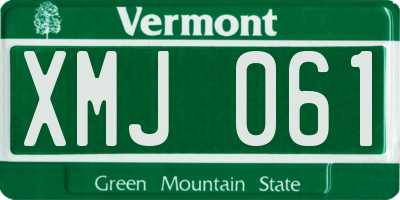 VT license plate XMJ061