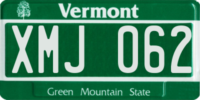 VT license plate XMJ062