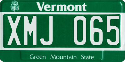 VT license plate XMJ065