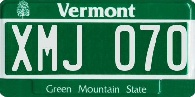 VT license plate XMJ070