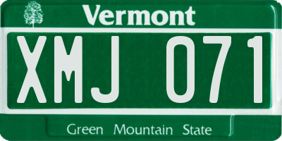 VT license plate XMJ071
