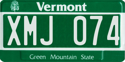 VT license plate XMJ074