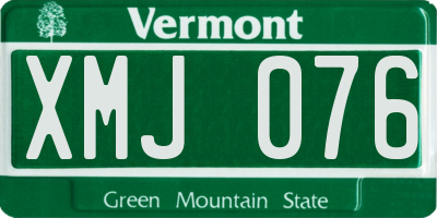 VT license plate XMJ076
