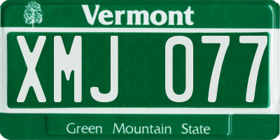 VT license plate XMJ077