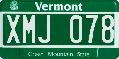 VT license plate XMJ078