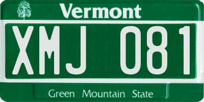 VT license plate XMJ081