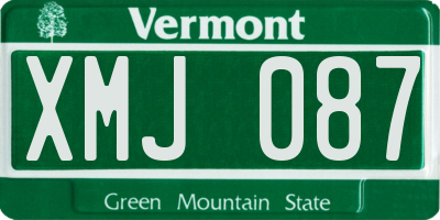 VT license plate XMJ087