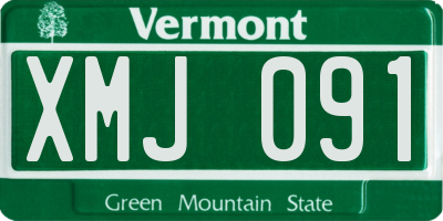 VT license plate XMJ091