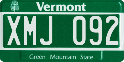 VT license plate XMJ092
