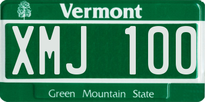 VT license plate XMJ100