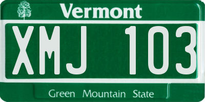 VT license plate XMJ103